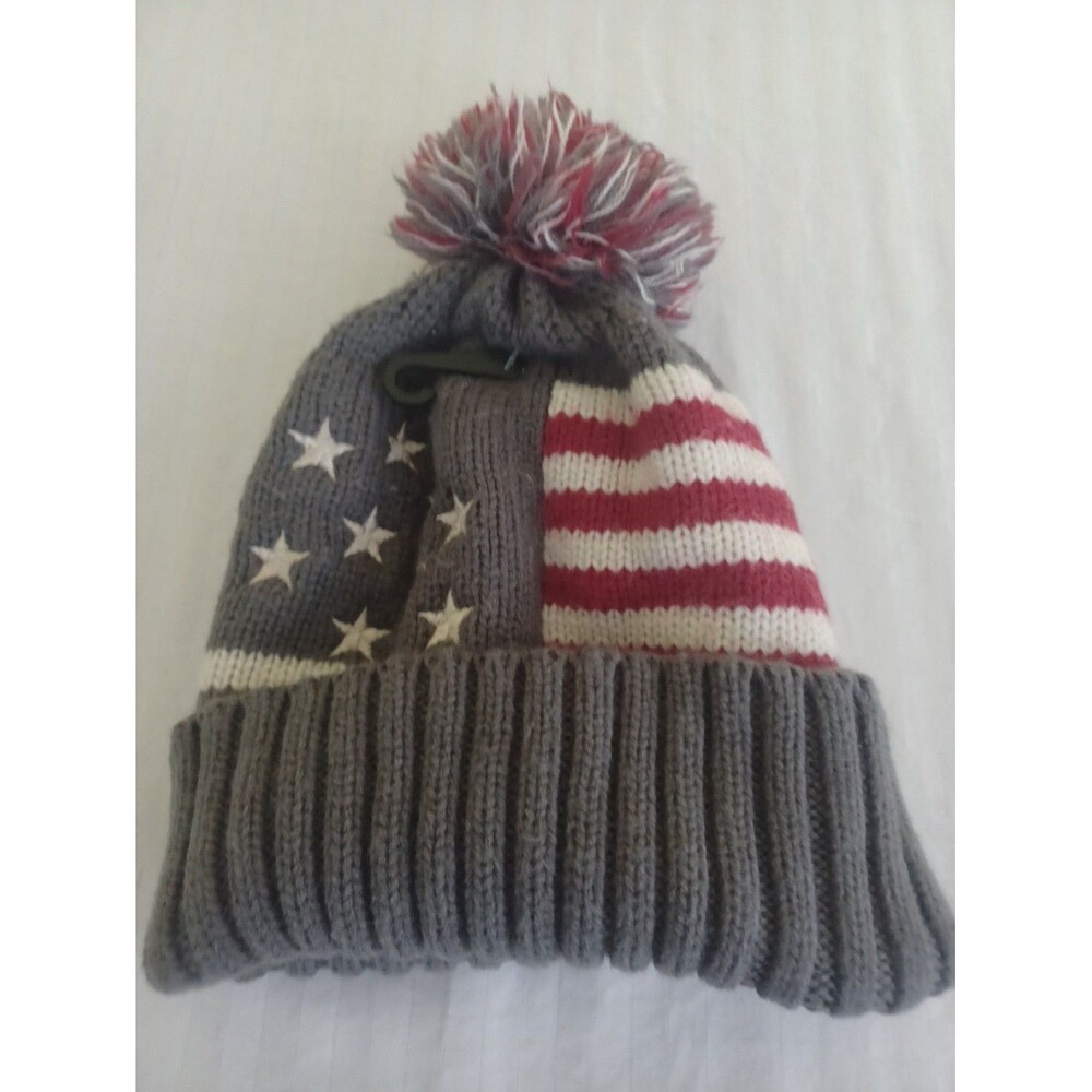 Americana stars & stripes NEW winter cap hat pompom active outdoor sporty unisex